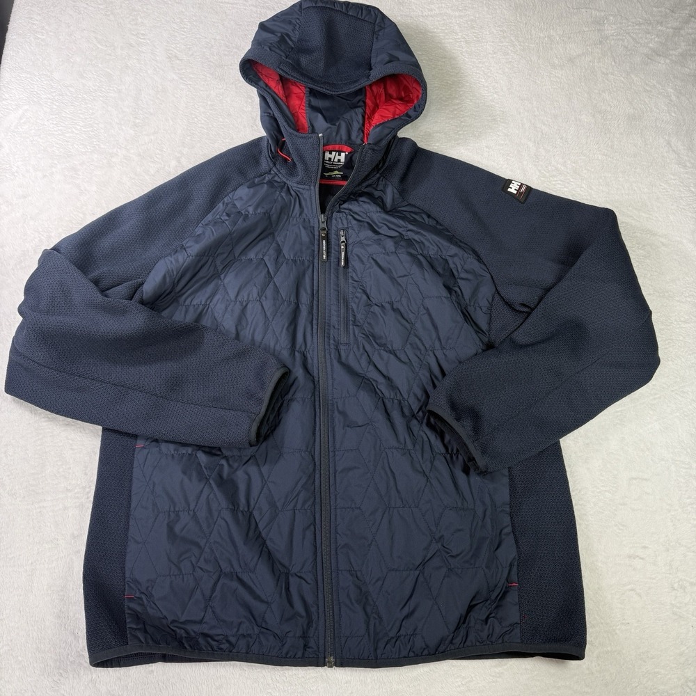 HH HELLY HANSEN MEN'S SHORE HYBRID INSULATOR JACKET Size XL Navy Hooded